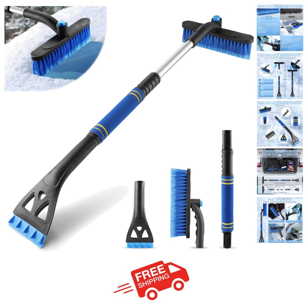360° Rotating Snow Removal Tool - Heavy-Duty Extendable Ice Scraper for SUVs