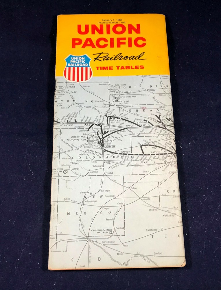 Union Pacific Railroad Time Tables Booklet January 1, 1962