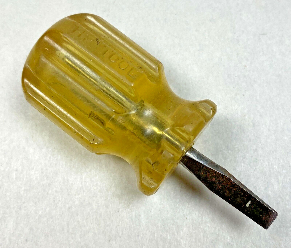 Vintage HP TOOL  Slotted Flat Tip Clear Stubby Screwdriver Tool
