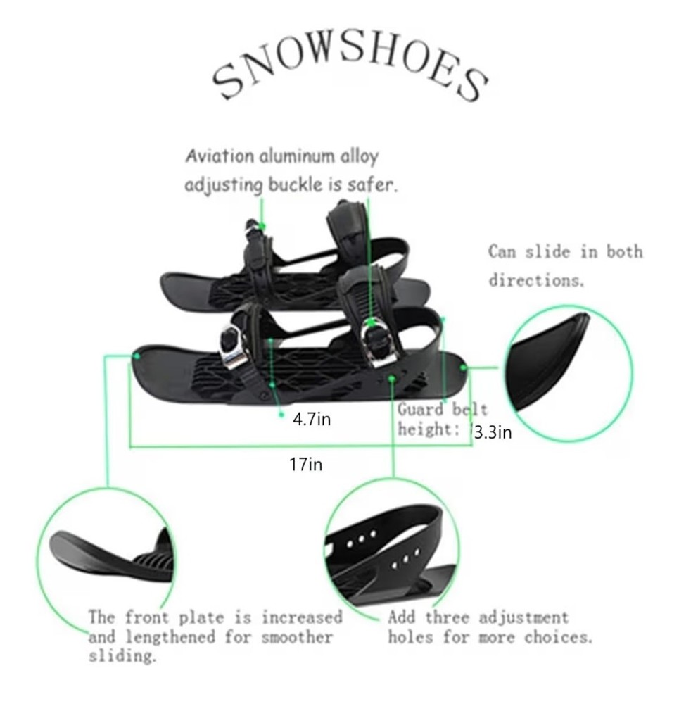 Mini Short Ski Skates for Snow Pro Version - Adjustable Snowskates Snowblades