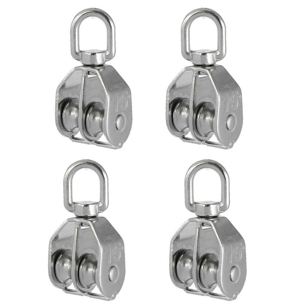 Heavy-Duty 4 Pack M15 Pulley Block – Rust Resistant with 40 lbs Capacity