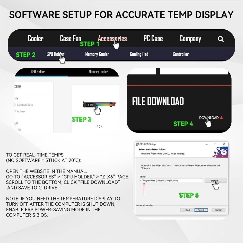 ARGB GPU Support Bracket Anti Sag w/ LCD CPU GPU Temp Display Adjustable