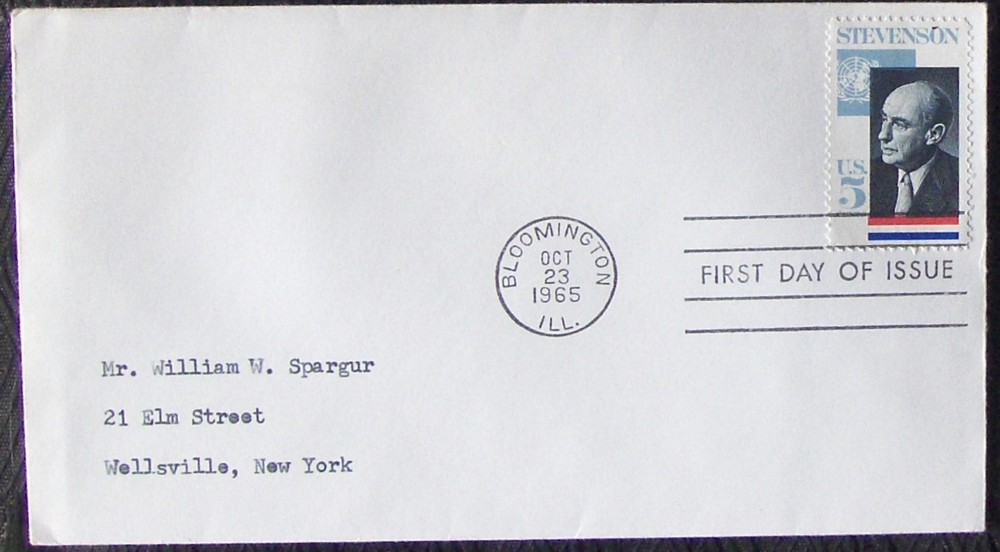 US FDC SC #1275 5¢ stamp ADLAI STEVENSON 1965.