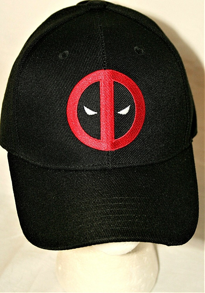 Marvel Comics Deadpool Classic Logo Black Baseball Trucker Cap Hat New Tag OSFM