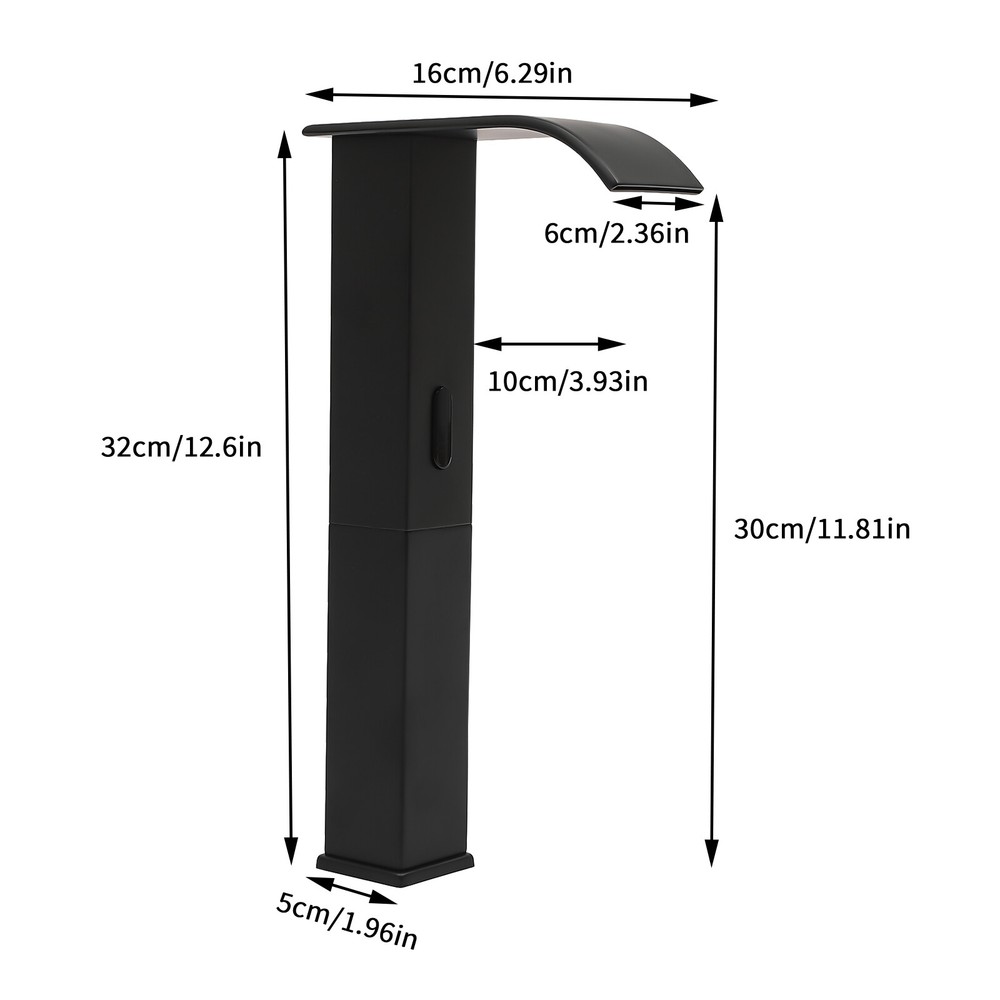 Modern Kitchen Automatic Sensor Faucet Black With Temperature-regulating Valve.