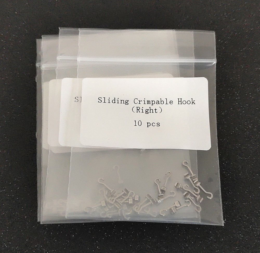 5 Packs 50 Pcs Sliding Crimpable Hook Open Surgical Hooks Long Curved Right