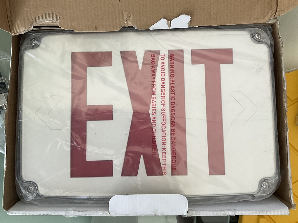 LSI Industries Polycarbonate LED Exit Sign - Weatherproof, Red, Single Face, E3