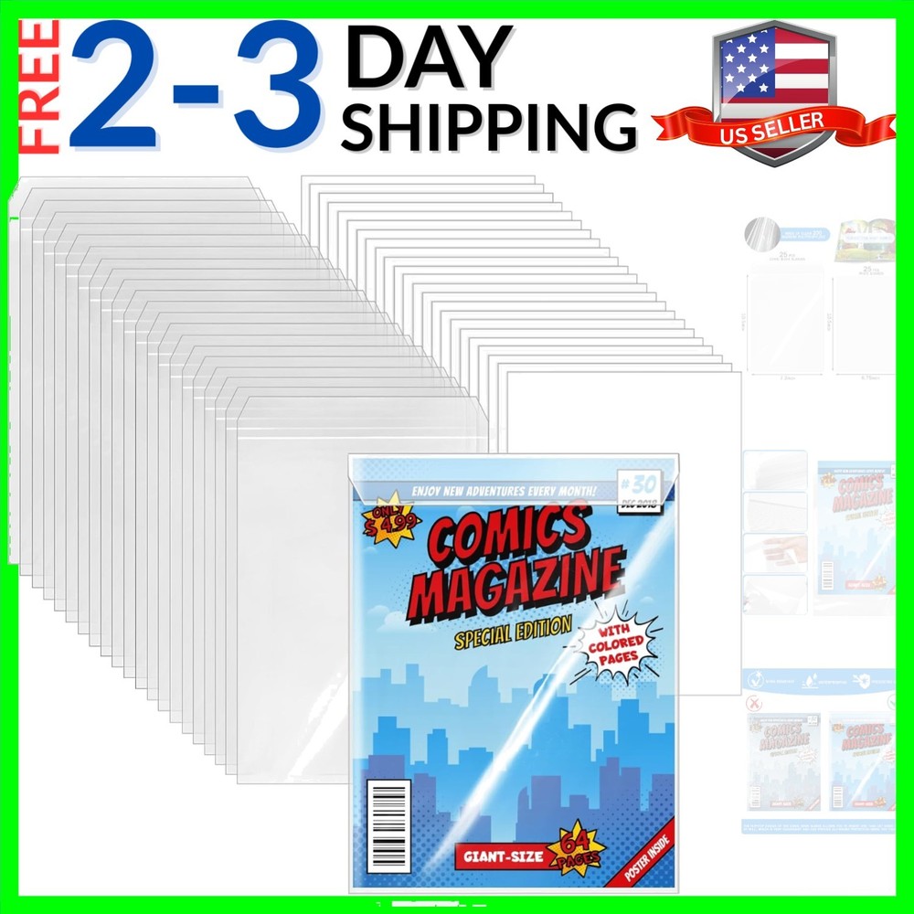 25 Sets Current Size Comic Book Bags and Boards, Reusable Transparent Comic B...