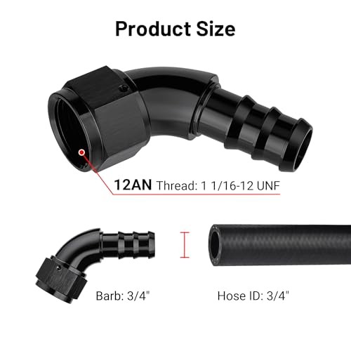 Push Lock Fitting One Piece Full Flow Hose End 12AN 60 Degree