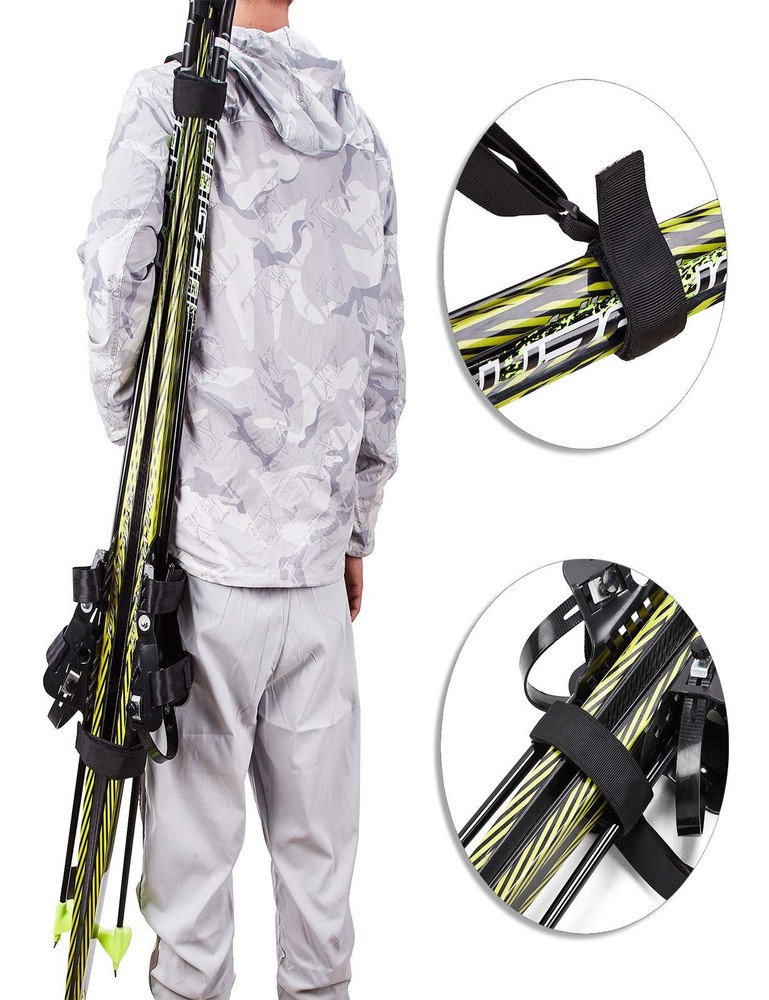 MOPHOEXII Ski Carrier Strap - Adjustable (27'' - 51''), Black 2 Pack