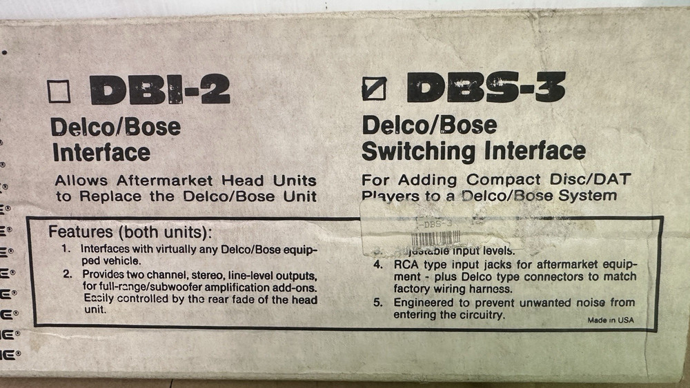 Delco Bose CD Player AUX Amplifier Add on Switching Interface Scosche DBS-3-READ