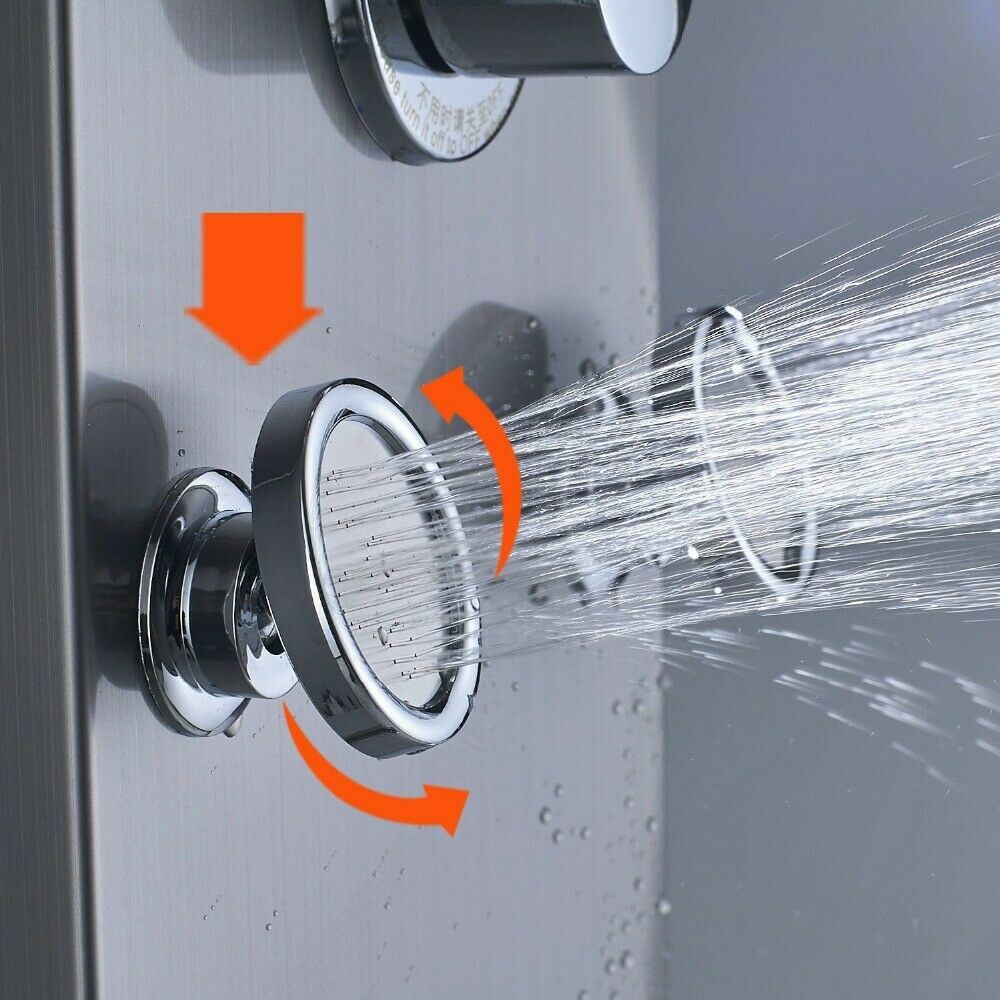 Shower Panel Tower System Stainless Steel 6-Function Faucet LED Rain&Waterfall