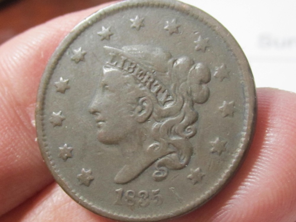 1835 CORONET HEAD LARGE CENT, Small Eight, Small Stars, Fine Condition