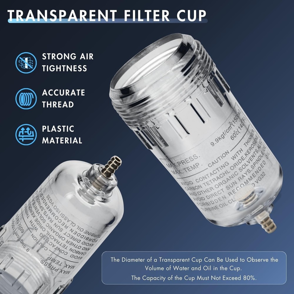 1/4" NPT Compressed Air Combination Filter Regulator Combo - Regulator, Filte...