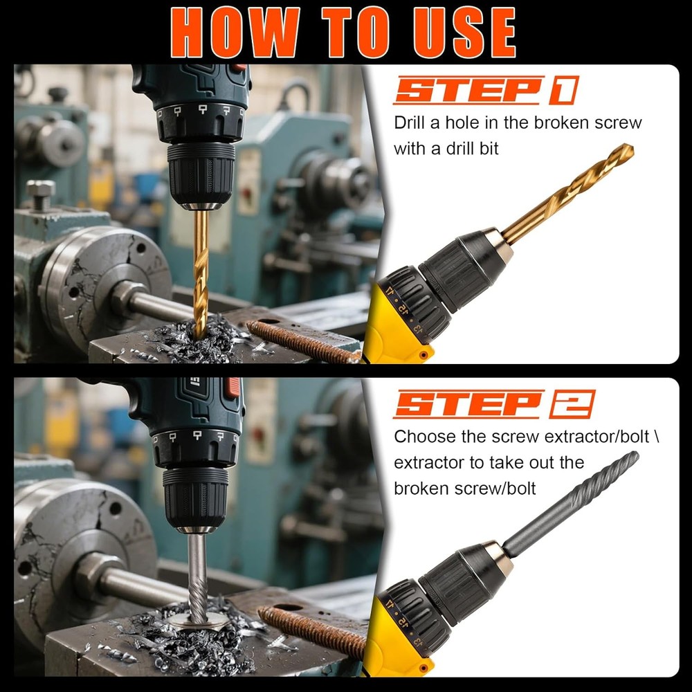 14pc Screw Extractor Set Left Hand Drill Bits Easy Out Bolt Remover Kit