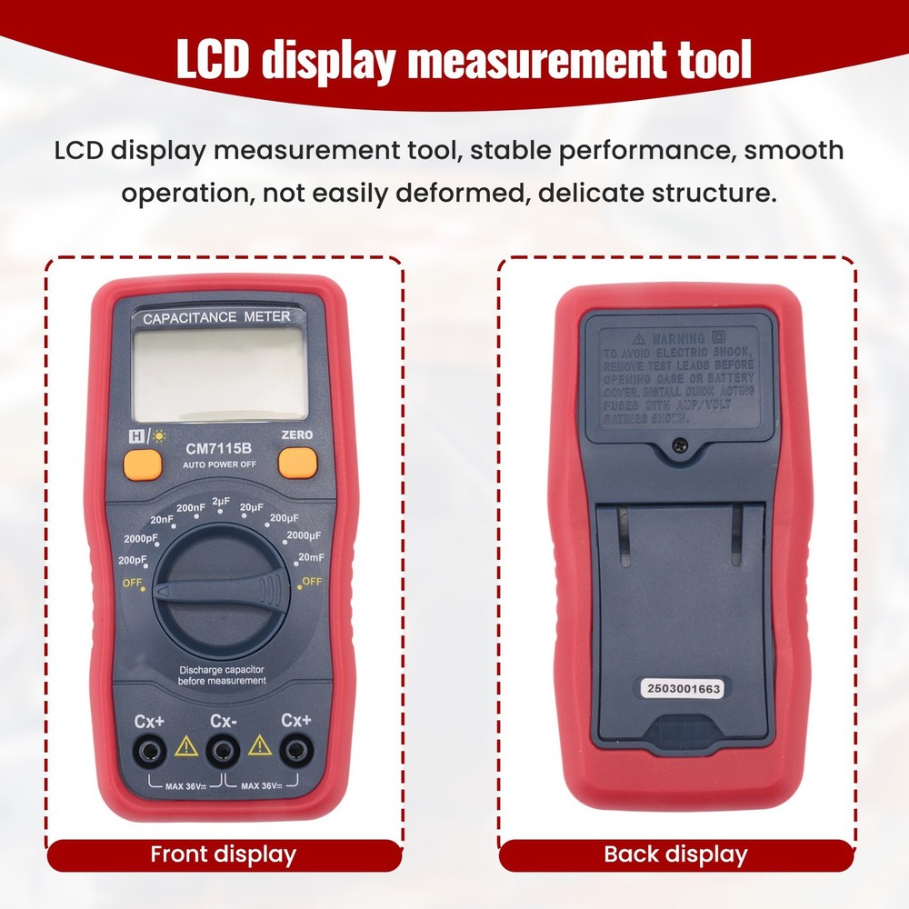 CM7115B Capacitance Meter Digital Multimeter LCD Display Measuring Tool, CM-6310