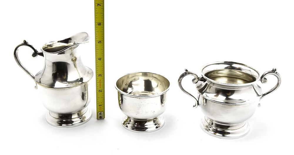 Silver Plate Set for Coffee Serving - Creamer, Sugar, Waste Bin – SLV206