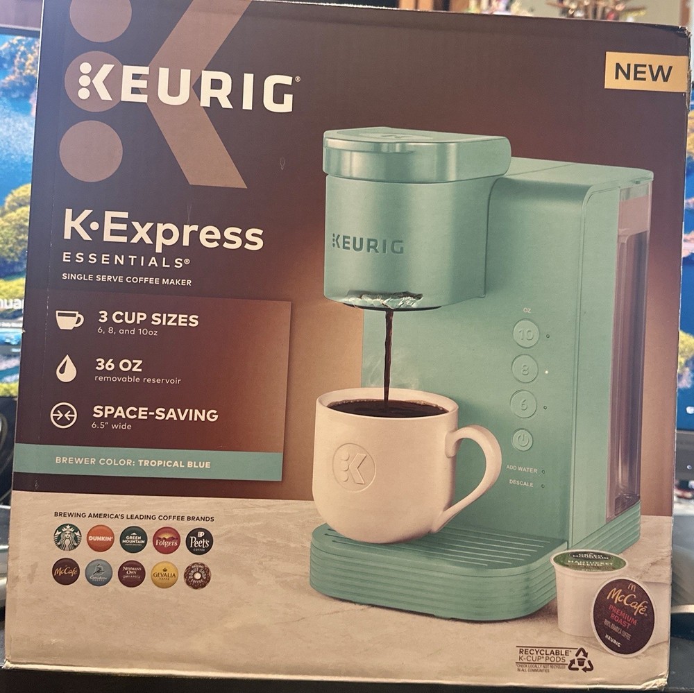 Keurig K-Express Essentials Single Serve Coffee Maker – Tropical Blue – NEW