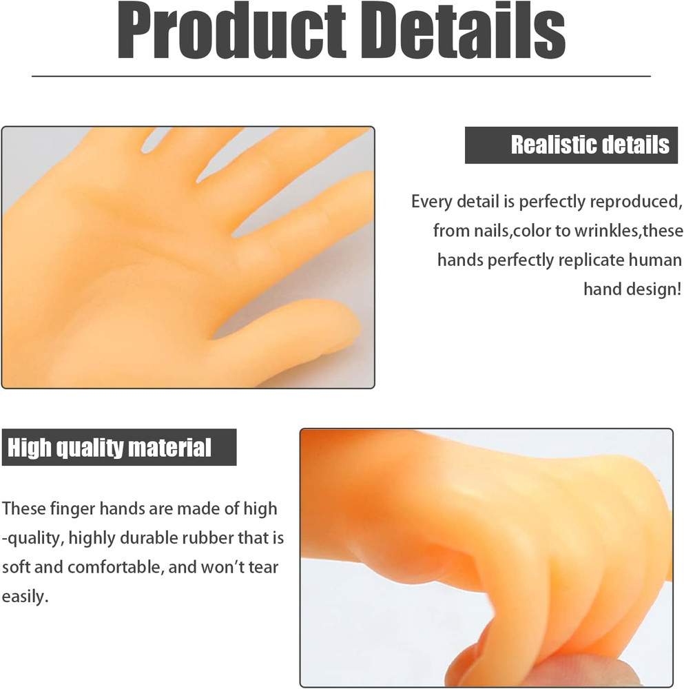 14 Pcs Tiny Finger Hands,Premium Rubber Mini Tiny Finger Hands,Flat Hand Styl...