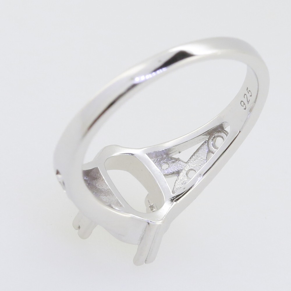 Sterling Silver Semi Mount Ring Setting Cushion CU 9X7mm Topaz