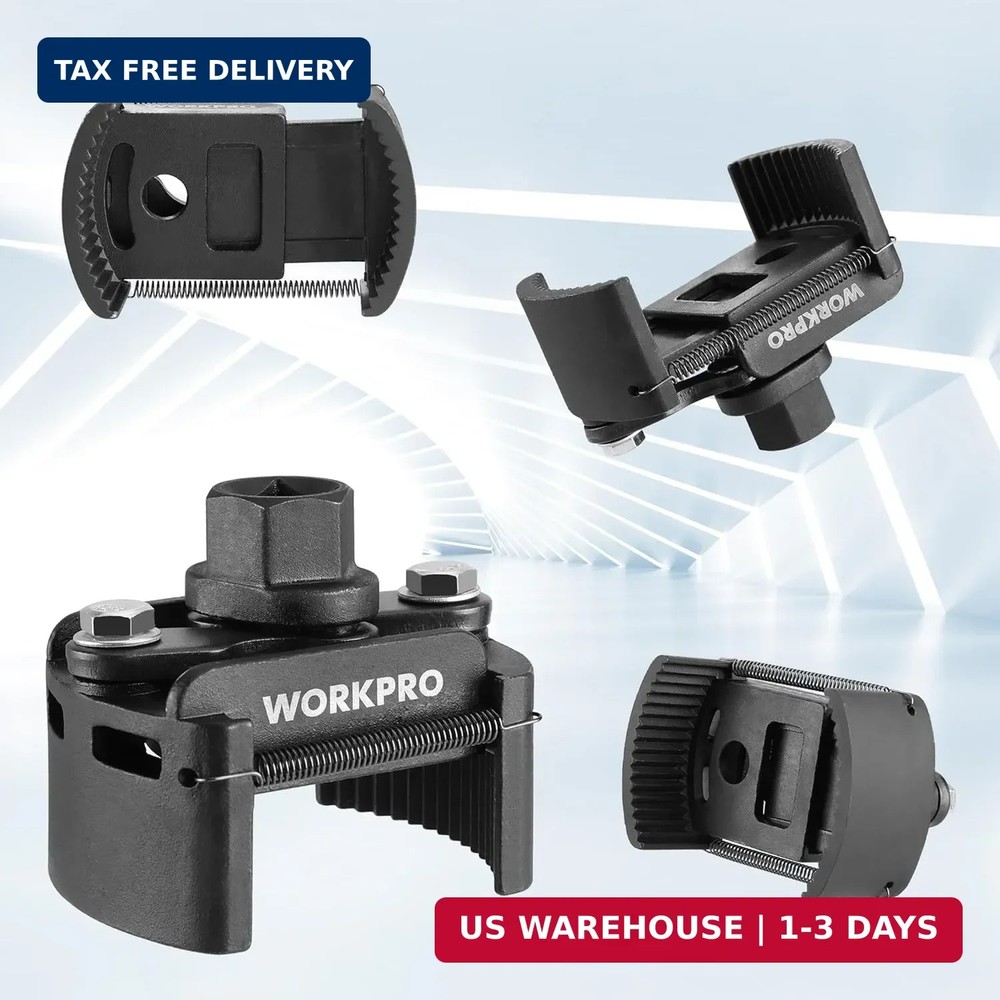 WORKPRO Universal Oil Filter Wrench (60-80mm) Adjustable with Auto-Clamp Spring,