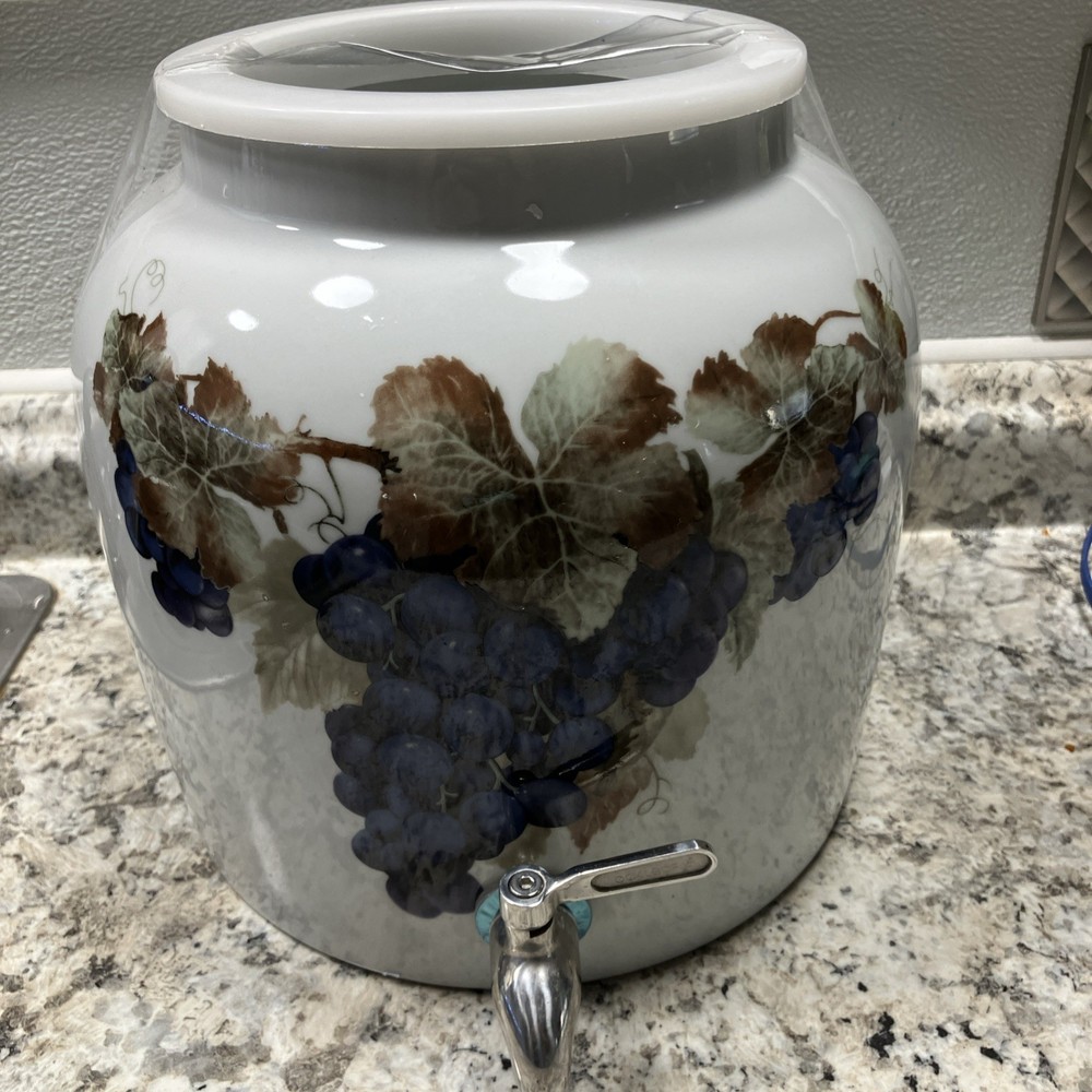Water Crock  2 to 5 gallons grape design lead free