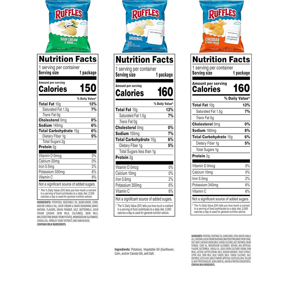 Ruffles Potato Chips Variety Pack, 40 Count