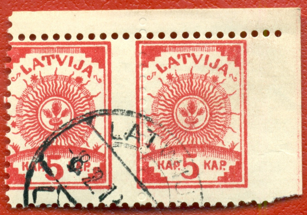 1919 LATVIA 5 Kap. ERROR missing perforation USED 125