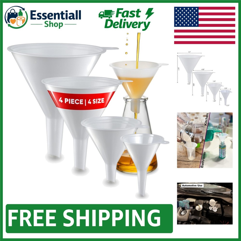 Durable Multi-Purpose Plastic Funnels - Ideal for Automotive or Kitchen Projects