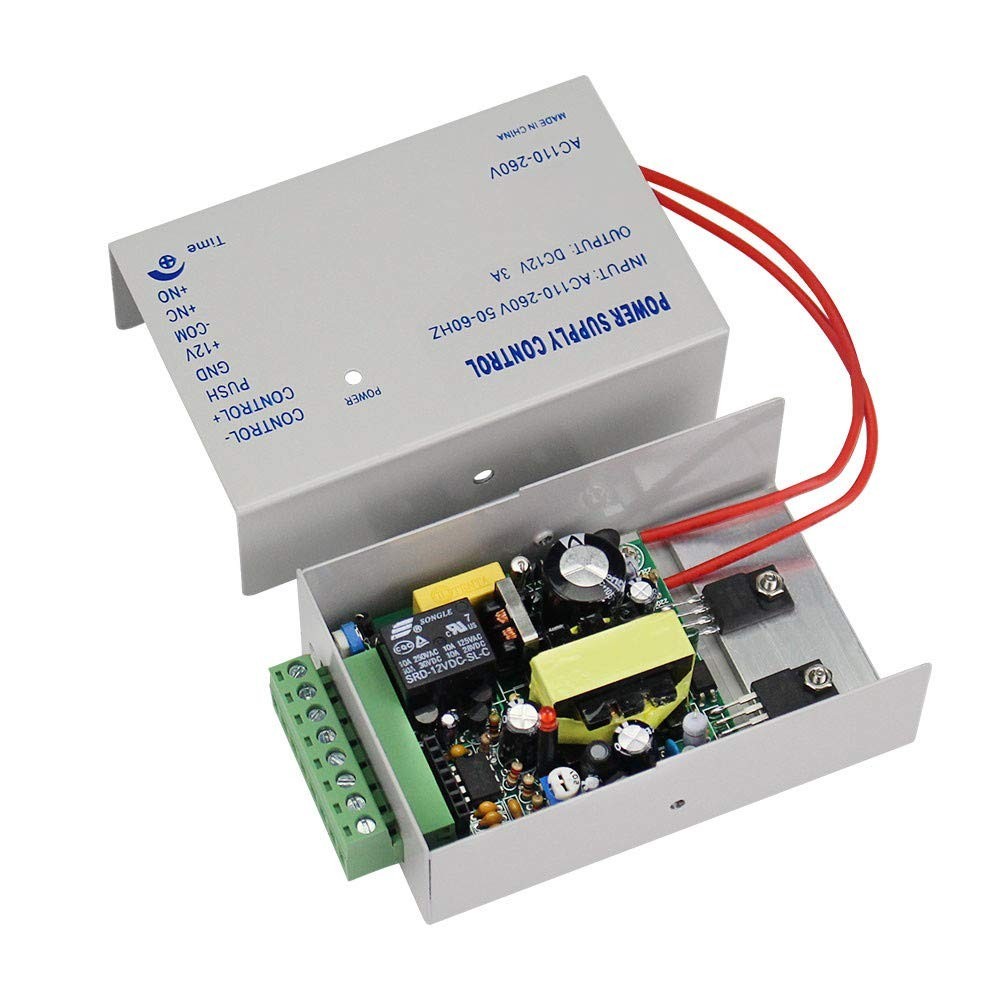 12V 3A Access Control Power Supply - Metal Enclosure for Lock Systems