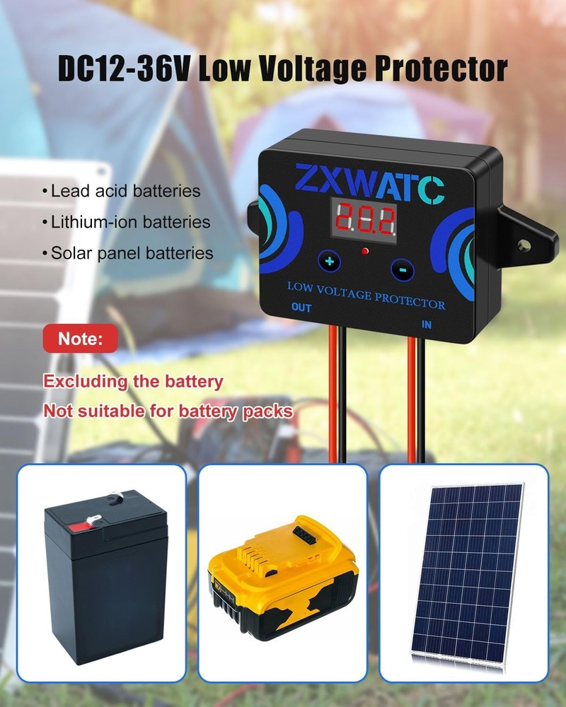 DC12-36V Low Voltage Protector, Digital Disconnect Switch, Over-Discharge Cut...