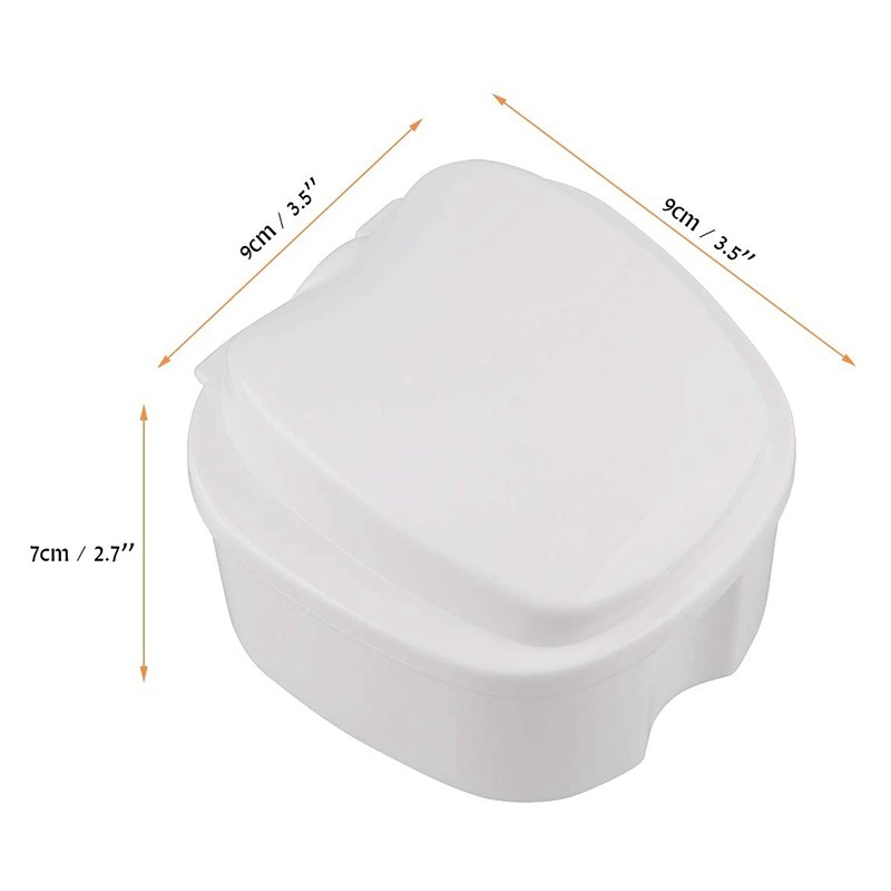 White Denture Case, Denture Cup with Strainer, Denture Bath Box False Teeth3243