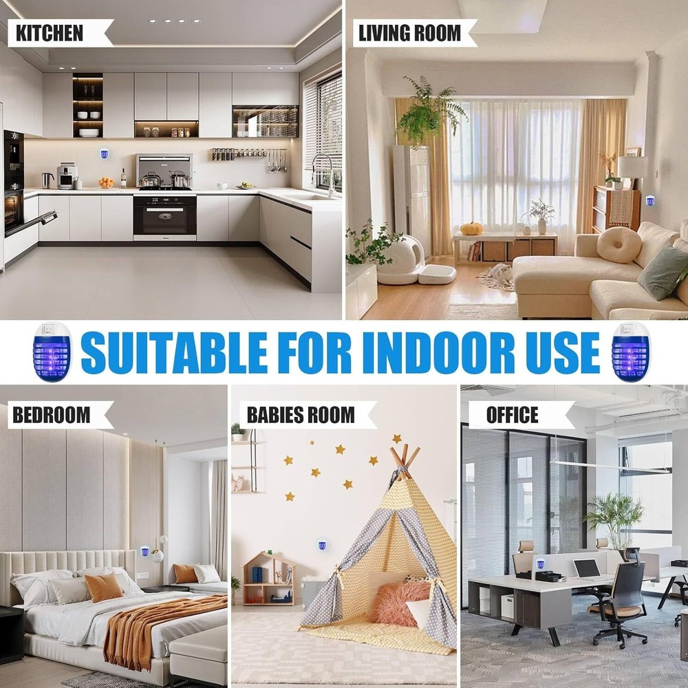 2-Pack Blue Light Bug Zapper Trap - Electric for Home, Garage & Fly Control