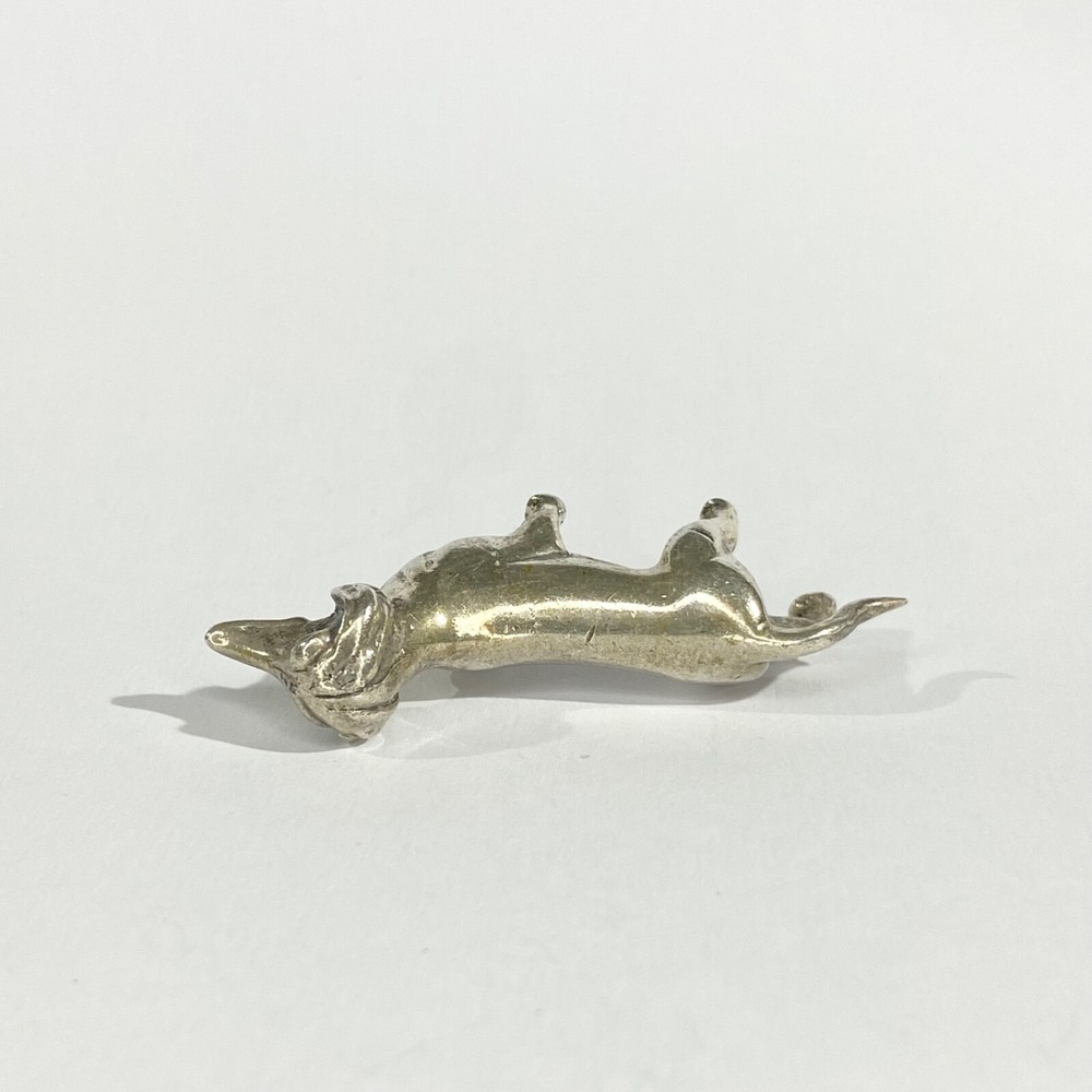 vintage solid silver Dachshund miniature , hallmarked italian figurine