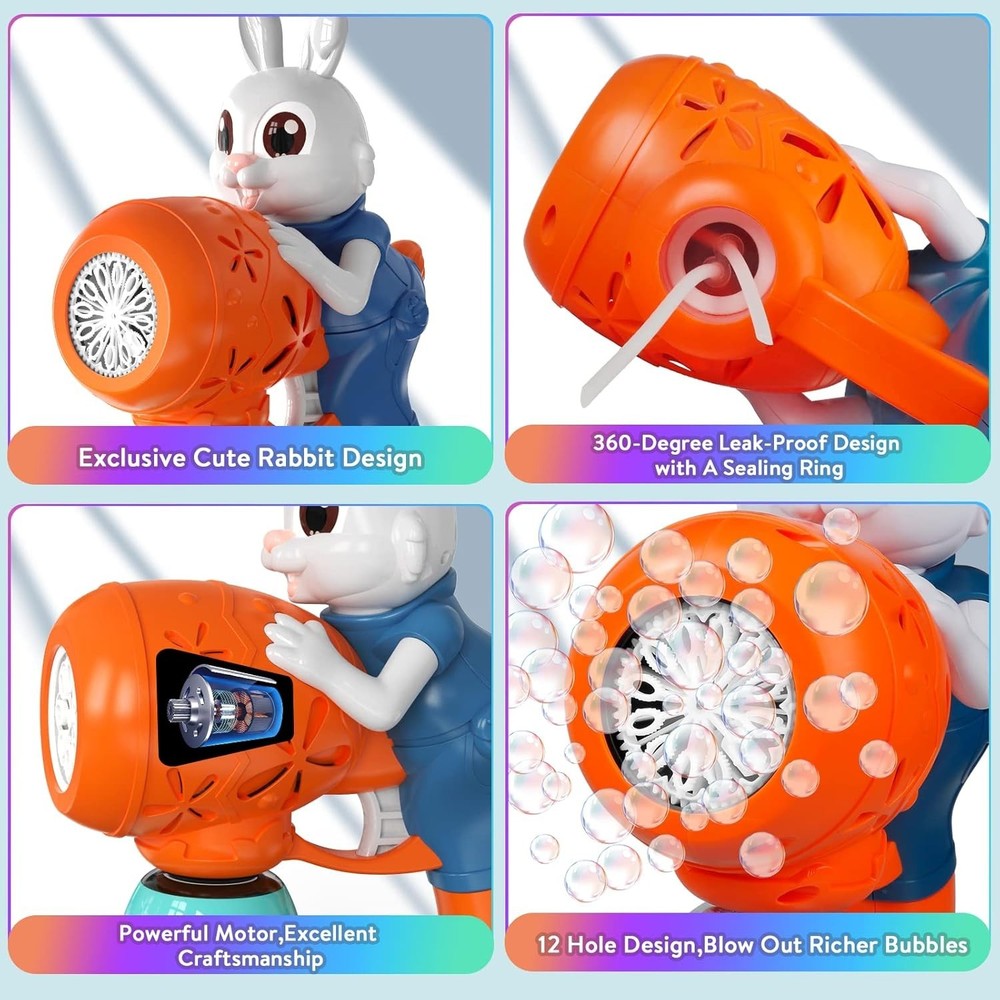 Bubble Guns for Toddlers,2pcs Rabbit Bubble Machine for Kids,Automatic Bubble...