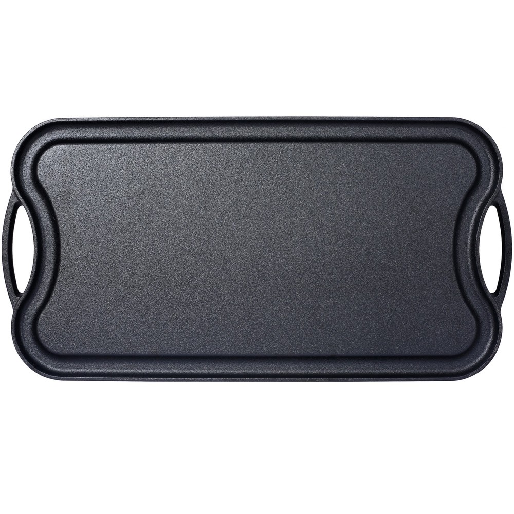 Iron Reversible Rectangular Grill/Griddle Black 20“ x 10” BBQ Flat Stove Top US