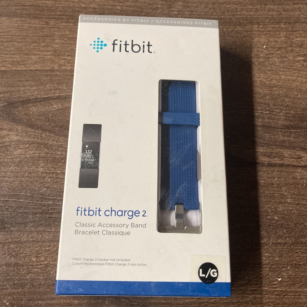 Fitbit Charge 2 BLUE Classic Accessory Band Bracelet Authentic Fitbit Large New