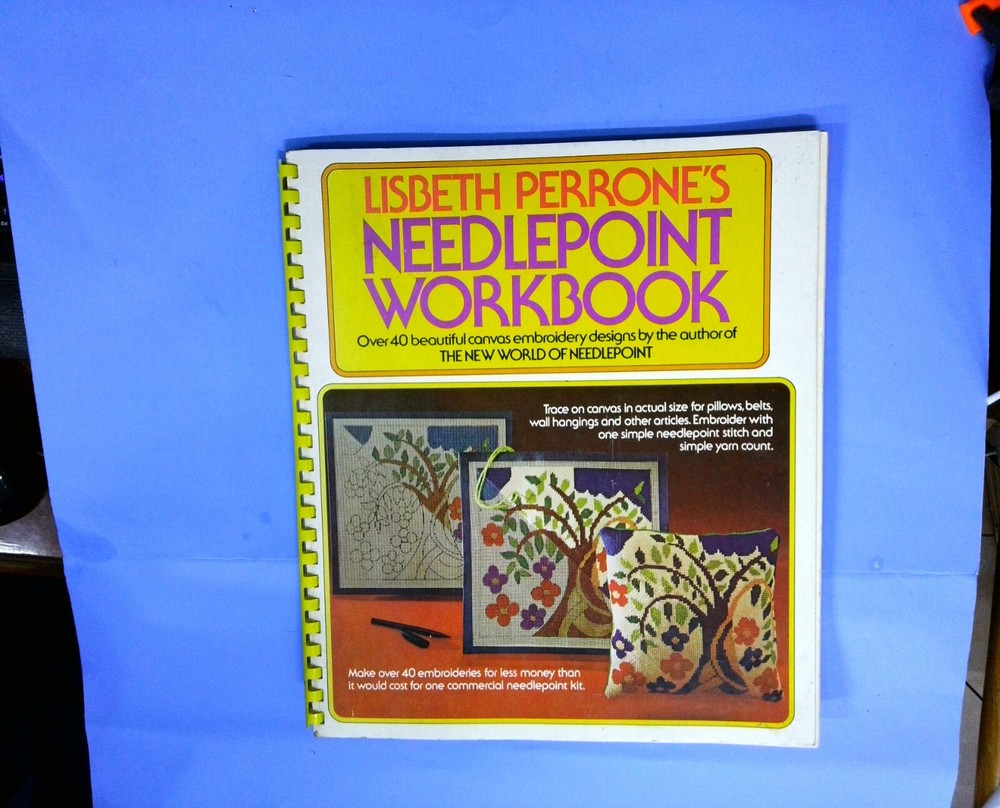 1973 Lisbeth Perrone's Needlepoint Workbook Spiral Bound-1st Edition w/Patterns