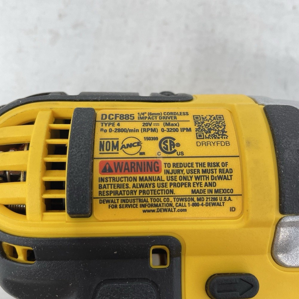Dewalt 20V Volt Max 1/4-in Compact Impact Driver DCF885 *Tool Only*