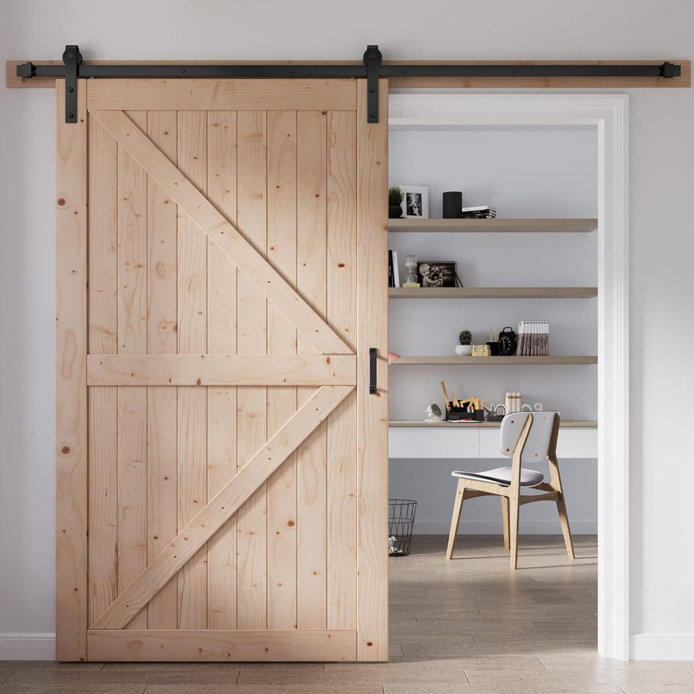 48" x 80" Solid Spruce Sliding Barn Door with 8FT Hardware Kit - Assembly Requir
