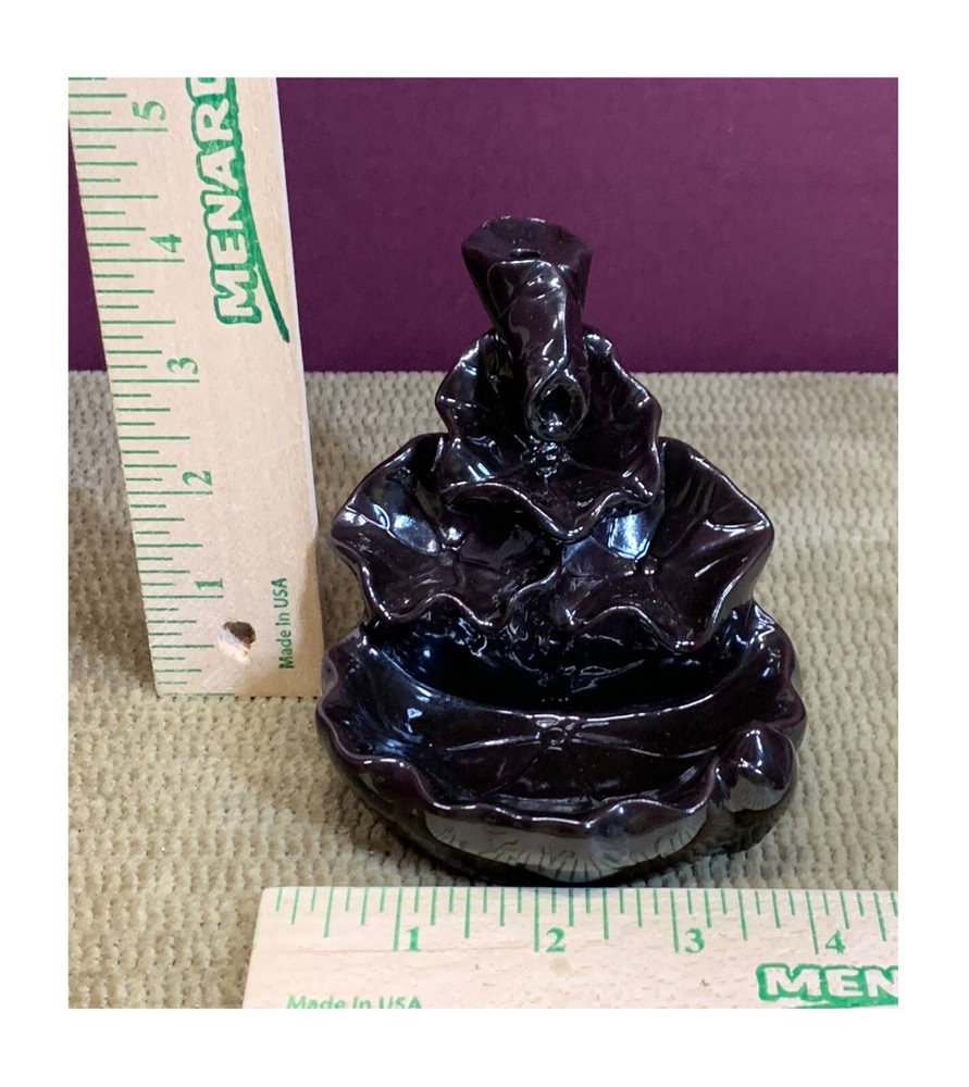 CERAMIC BLACK BACKFLOW INCENSE CONE WATERFALL BURNER HOLDER