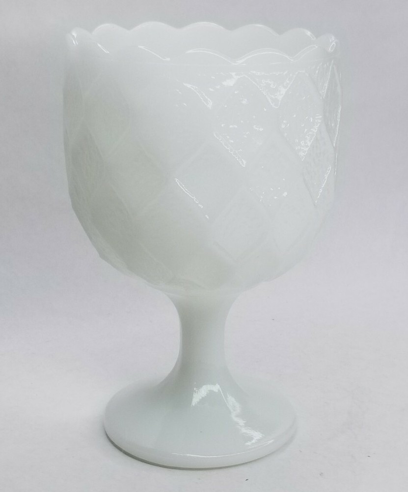 Vase Milk Glass Large Depression Glass, X Pattern