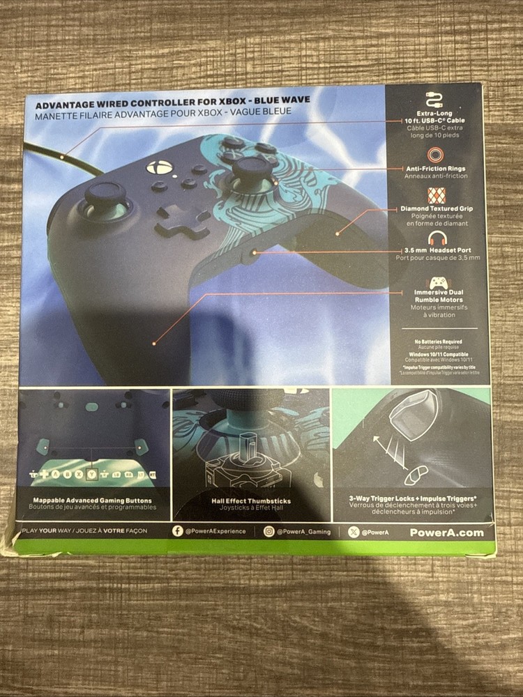 PowerA Advantage Wired Controller for Xbox Series X|S - Blue Wave Box Damage