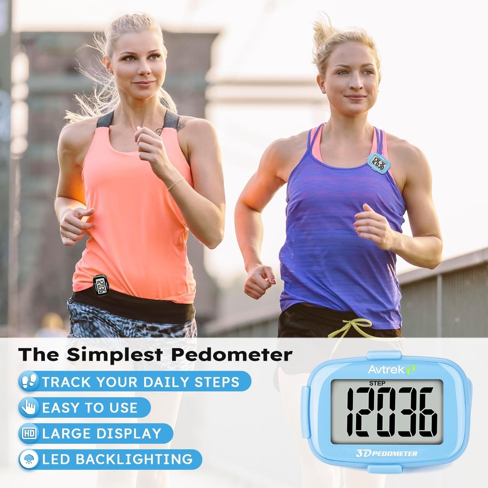 AVTREK Accurate 3D Step Counter Pedometer Tracker for Walking Simple Pocket P...