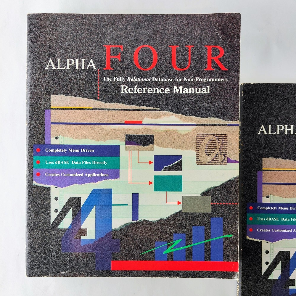 Alpha Four Version 1.1 Reference Manual & Tutorial Manual Database Book Lot v1.1