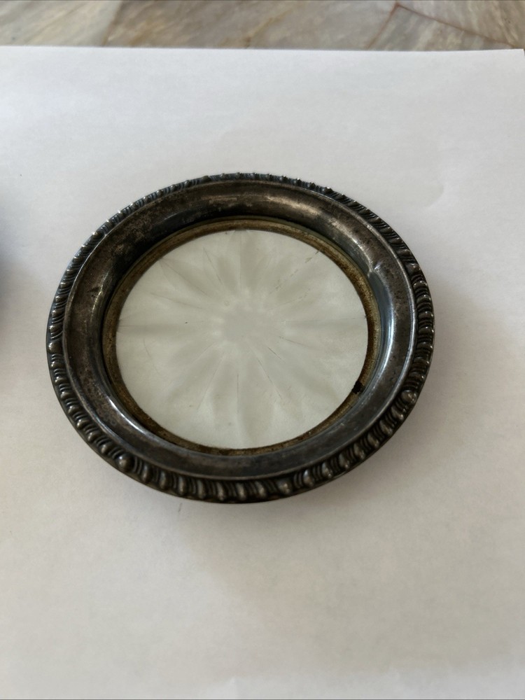 Vintage Silver Plated? Glass Coasters