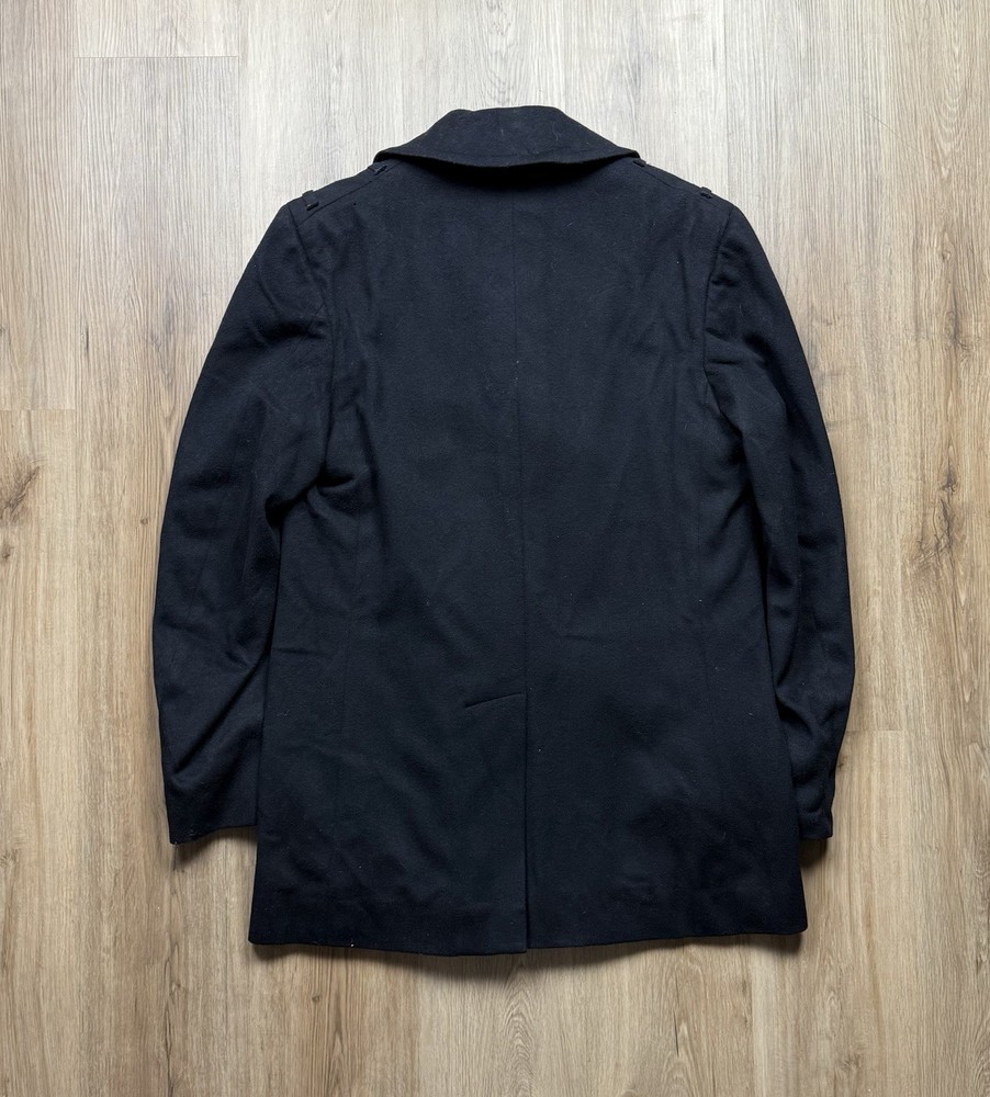 Vintage United State Naval Academy Pea Coat Size 40 Double Breasted Black Wool
