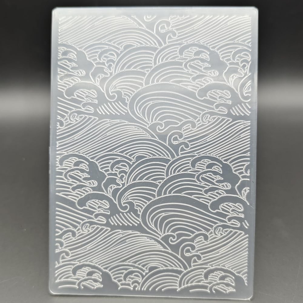Plastic Embossing Folder A6 Size Sea Waving Pattern Paper Crafts Plastic Texture