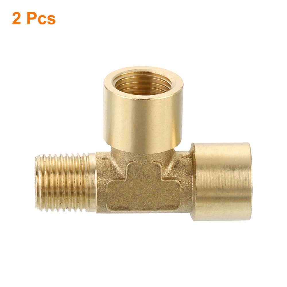 Brass Tee Pipe Fitting, G1/8" 3 Way T-Connector Fitting Coupler Adapter, 2pcs