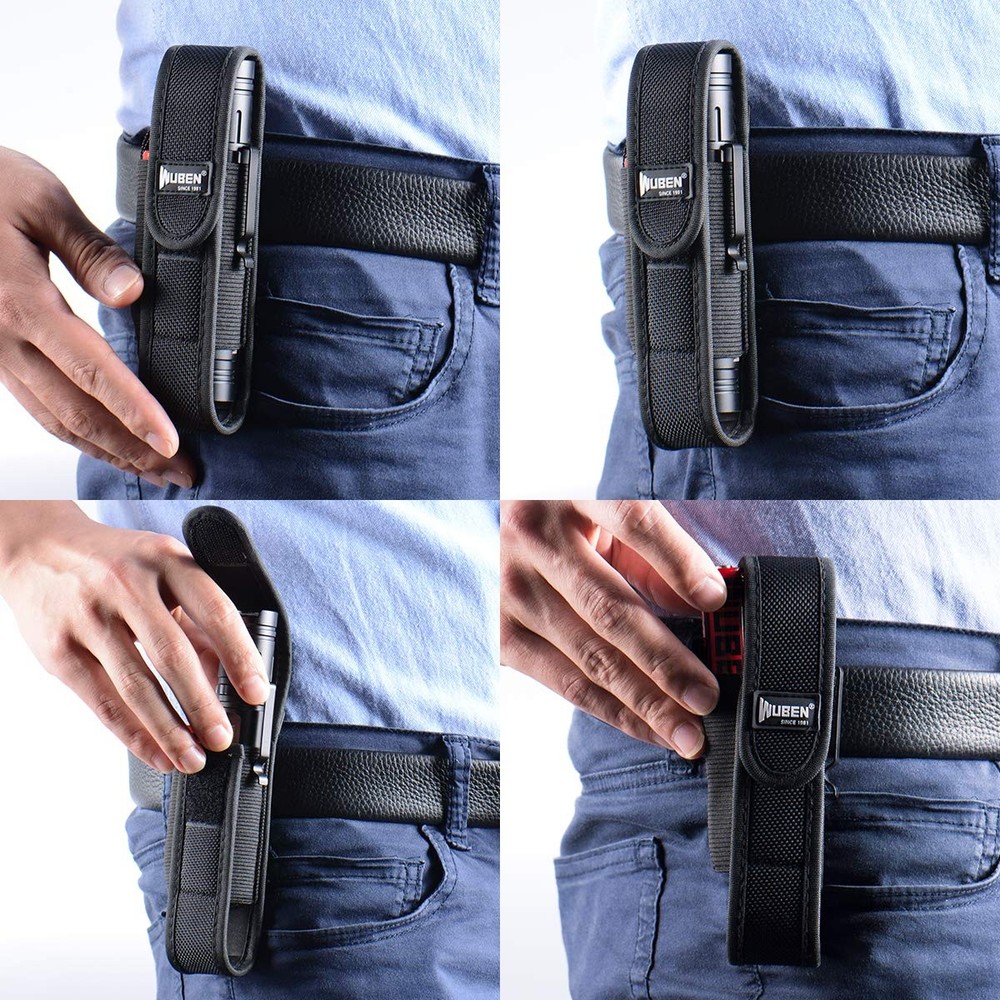 Tactical Flashlight Holster Nylon Belt Pouch Secure Carry